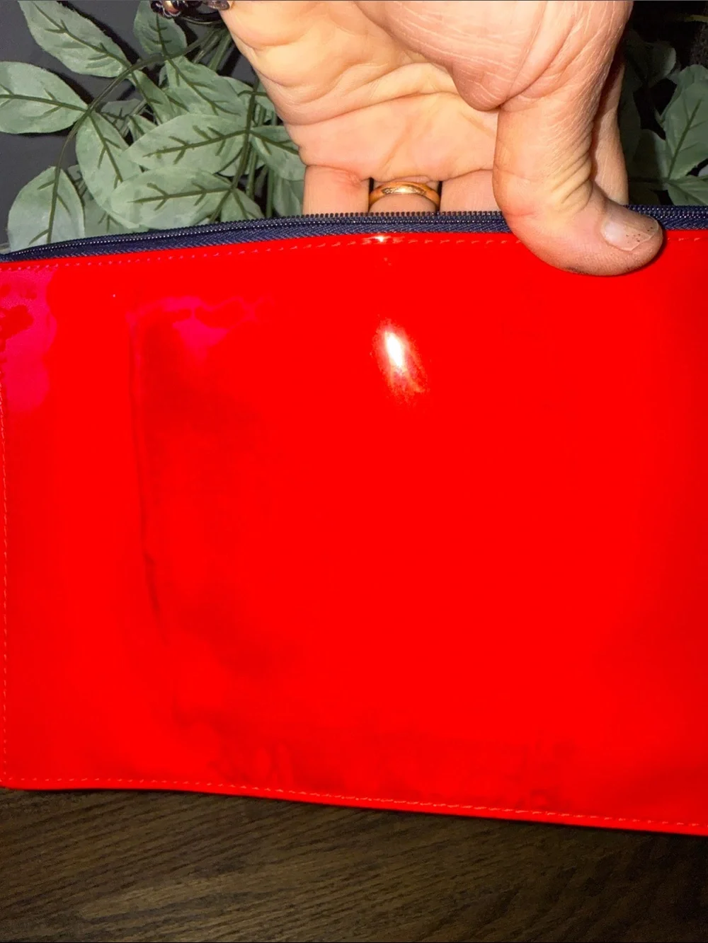 Estee Lauder Red and Navy Patent Cosmetic Pouch by Lisa Perry